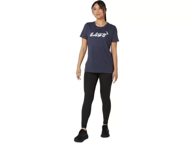 ASICS KURZARM-T-SHIRT MIT BLUMENSLOGAN FÜR DAMEN ASICS KURZARM-T-SHIRT MIT BLUMENSLOGAN FÜR DAMEN