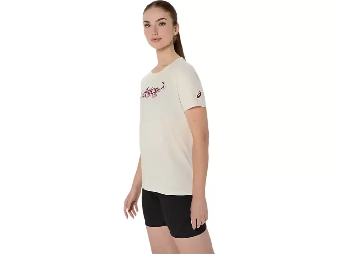ASICS KURZARM-T-SHIRT MIT BLUMENSLOGAN FÜR DAMEN ASICS KURZARM-T-SHIRT MIT BLUMENSLOGAN FÜR DAMEN