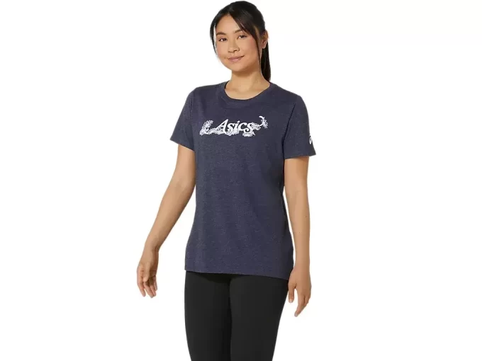 ASICS KURZARM-T-SHIRT MIT BLUMENSLOGAN FÜR DAMEN ASICS KURZARM-T-SHIRT MIT BLUMENSLOGAN FÜR DAMEN