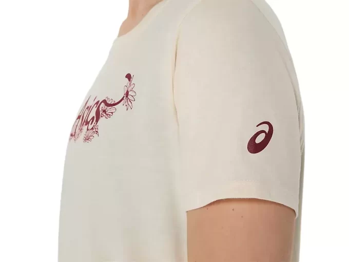 ASICS KURZARM-T-SHIRT MIT BLUMENSLOGAN FÜR DAMEN ASICS KURZARM-T-SHIRT MIT BLUMENSLOGAN FÜR DAMEN