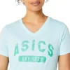 DAMEN-KURZARM-T-SHIRT MIT V-AUSSCHNITT „EST 1977“ DAMEN-KURZARM-T-SHIRT MIT V-AUSSCHNITT „EST 1977“